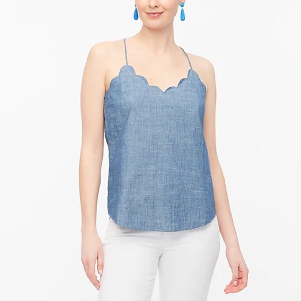 J. Crew scallop denim cami size 6